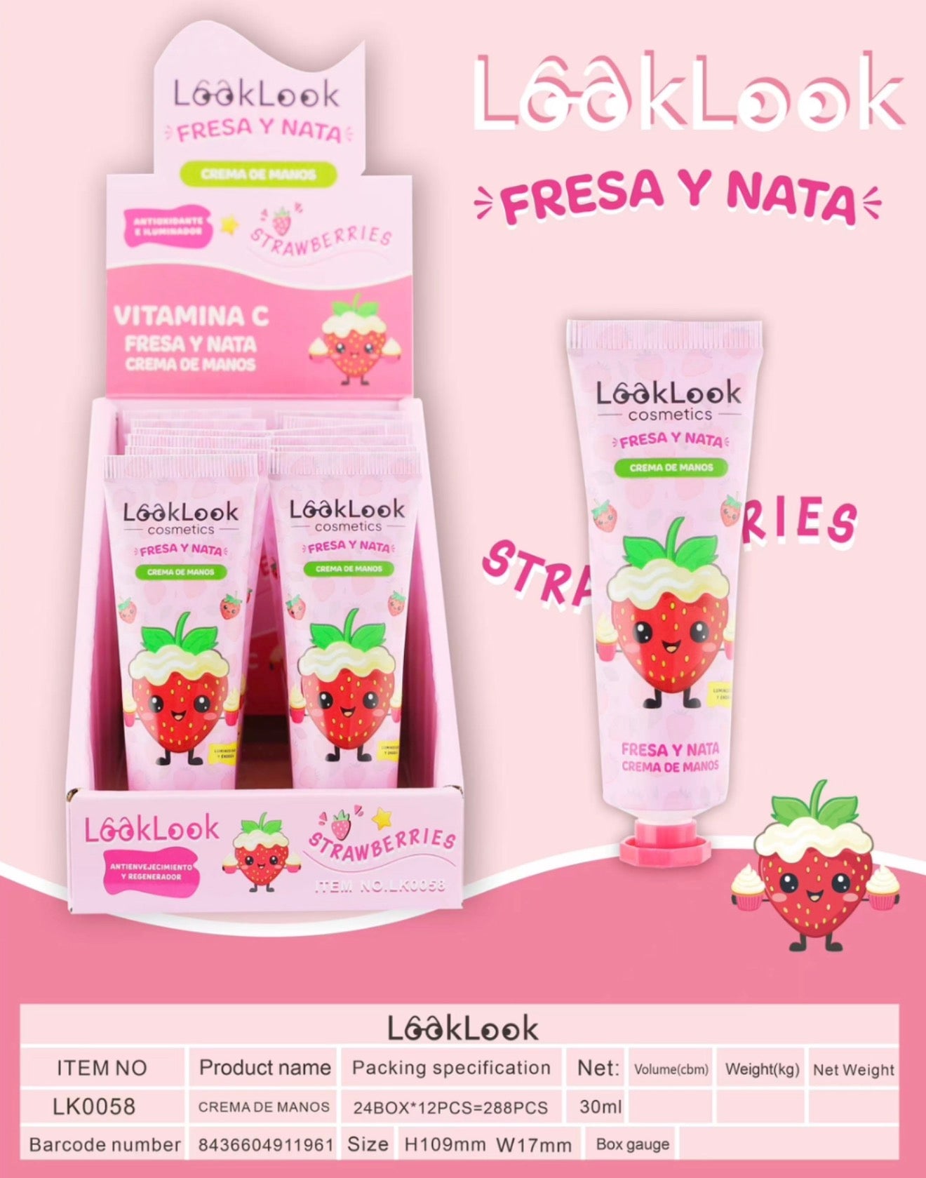 Crema Manos Fresa con Nata