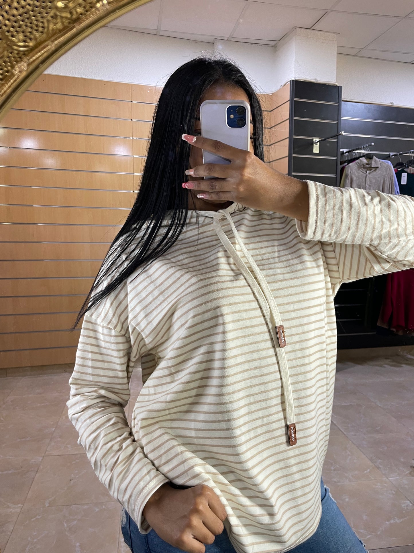 Sudadera rayas camel