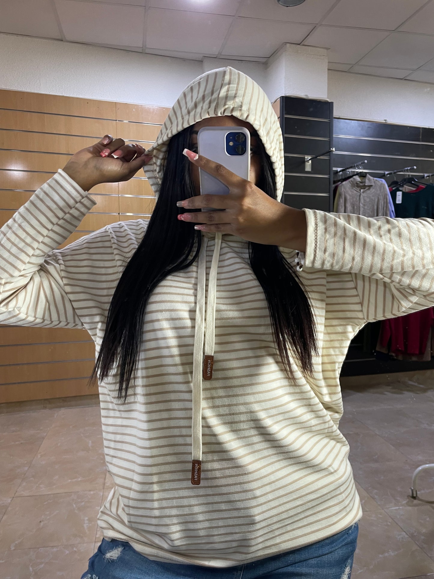 Sudadera rayas camel