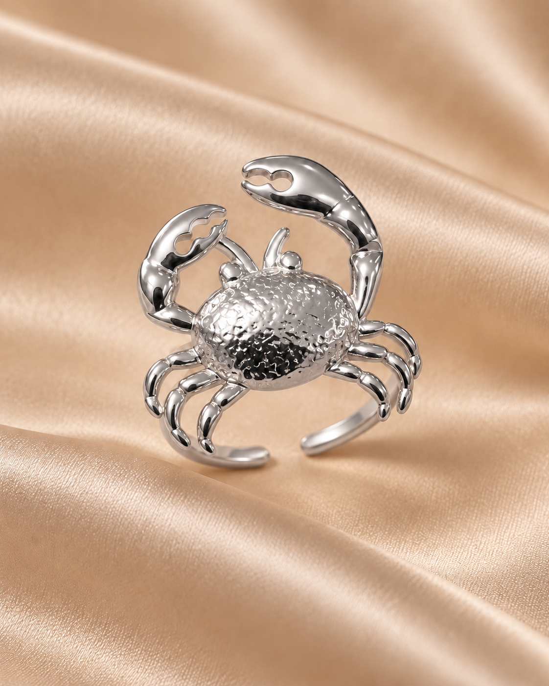 Anillo Crab plateado