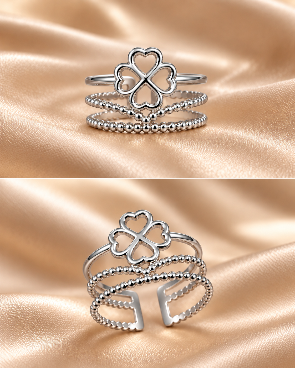 Anillo Trebol plateado