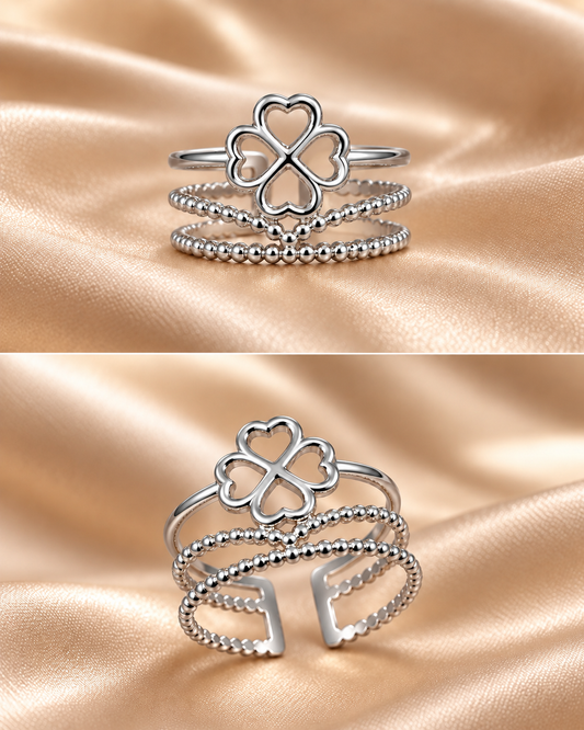 Anillo Trebol plateado