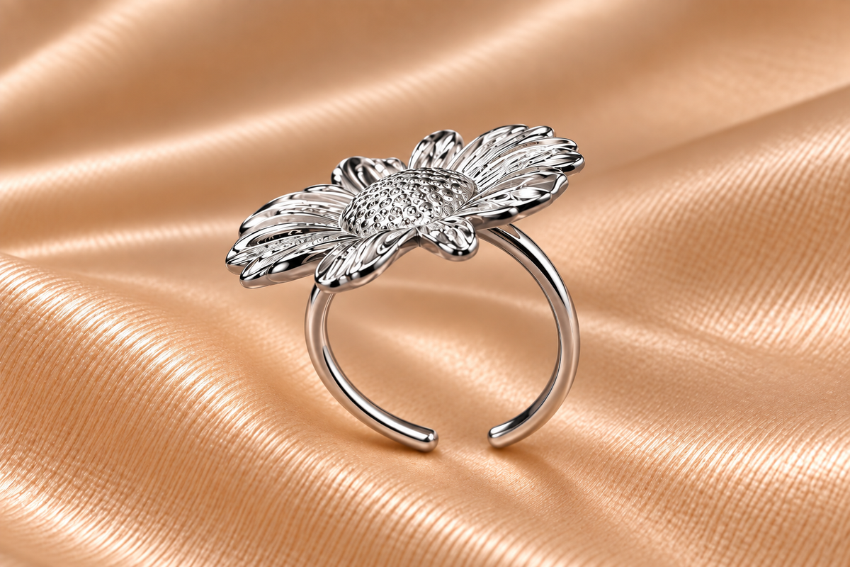Anillo Girasol plateado