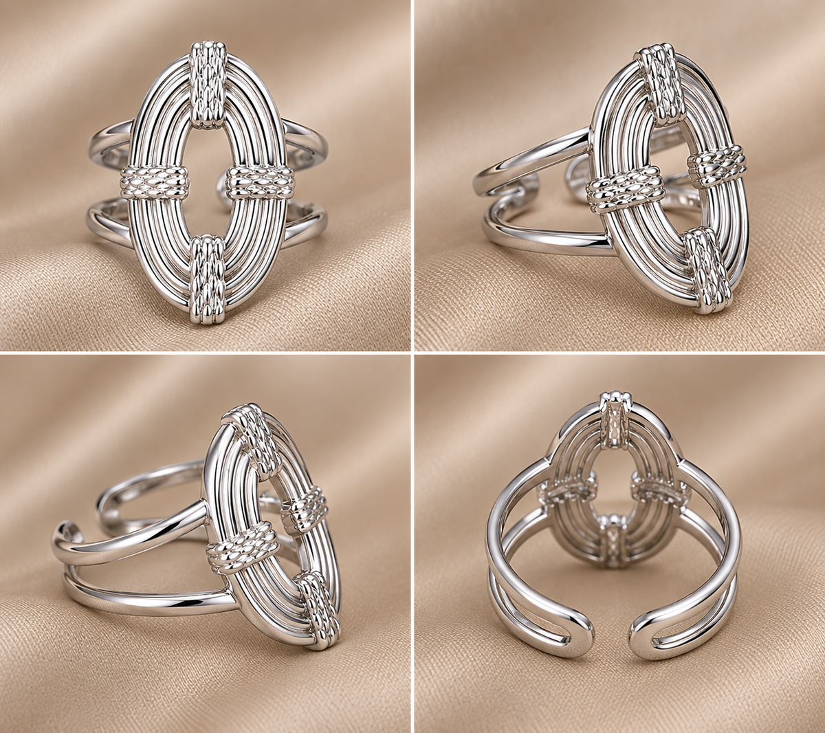 Anillo Saturno plateado ajustable