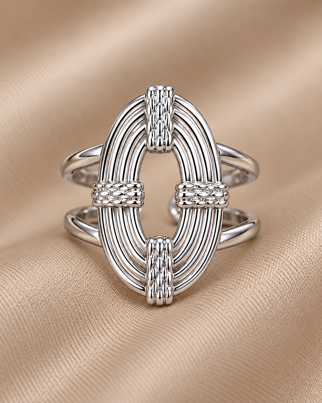 Anillo Saturno plateado ajustable