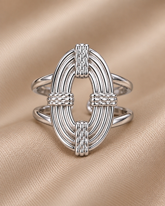 Anillo Saturno plateado
